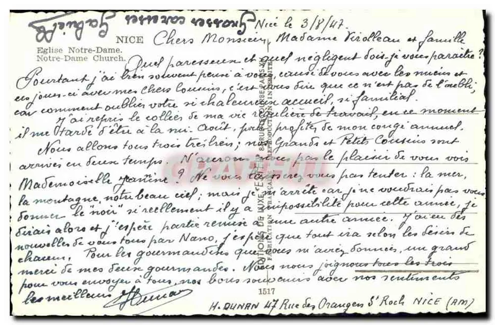 निस - नोट्र-डाम चर्च - प्रकाशक: निस एडिशन, संख्या 1617 - पीछे
