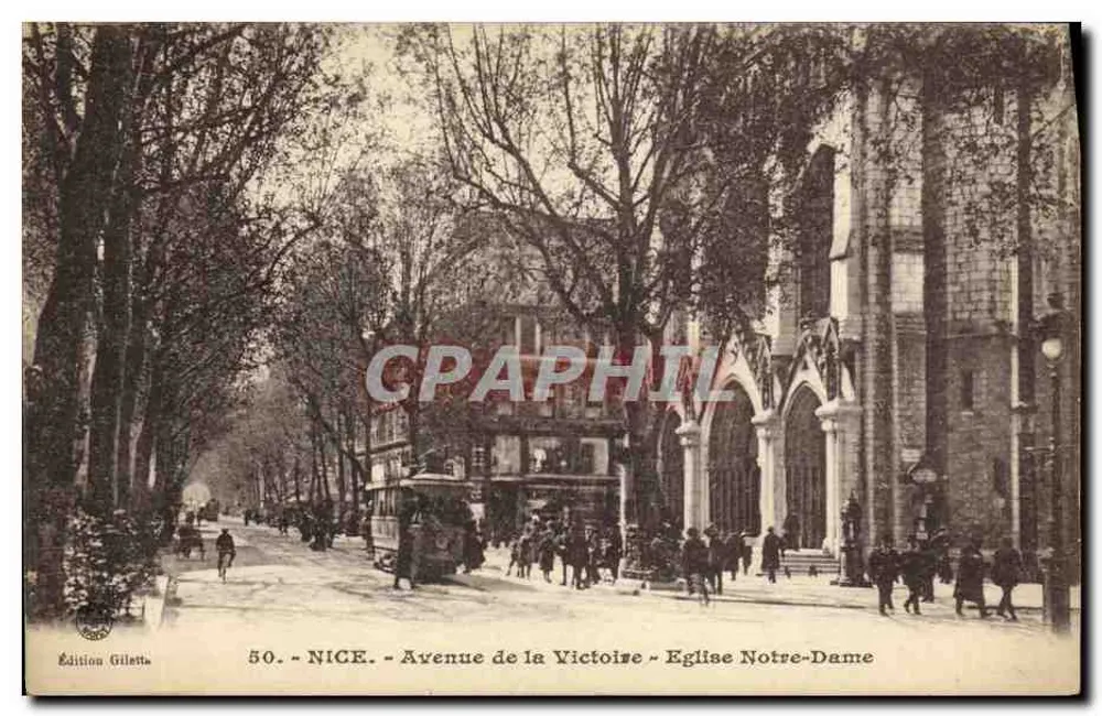 Nice - Avenue de la Victoire - Kirche Notre-Dame — Édition Gilletta, n°50 - Vorderseite