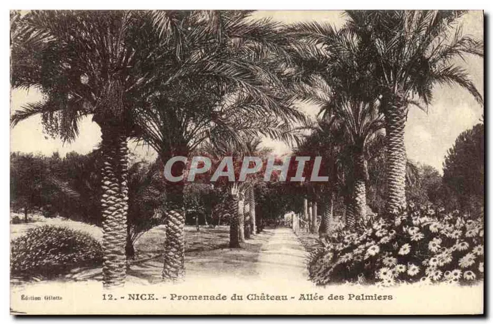 Nice - Promenade du Château - Allée des Palmiers — Édition Gilette, n°12 - Vorderseite