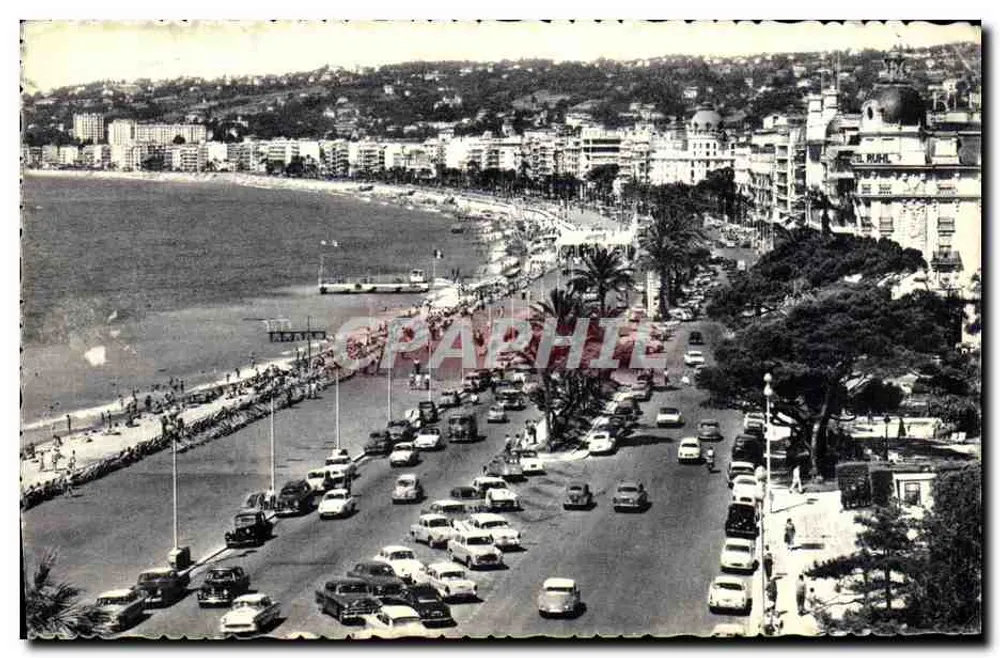 Nice - Promenade dos Ingleses — vista da praia e da estrada — L. GILLET e Cie, Nice, n°61 - Frente