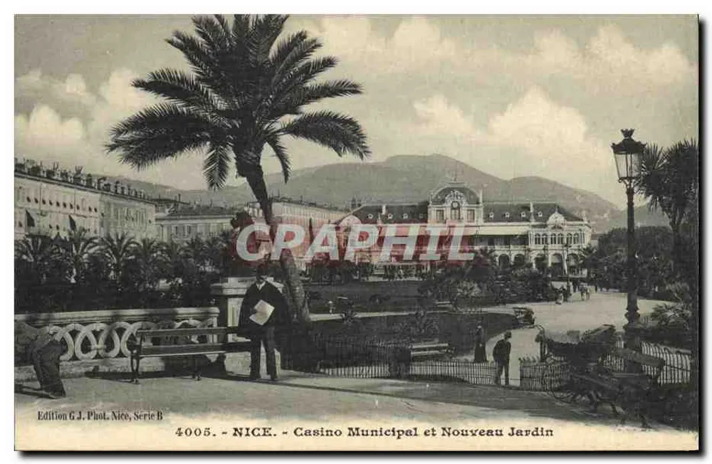Nice - Municipal Casino und Neuer Garten — Edition G.J. Phot. Nice, Serie B, Nr. 4005 - Vorderseite