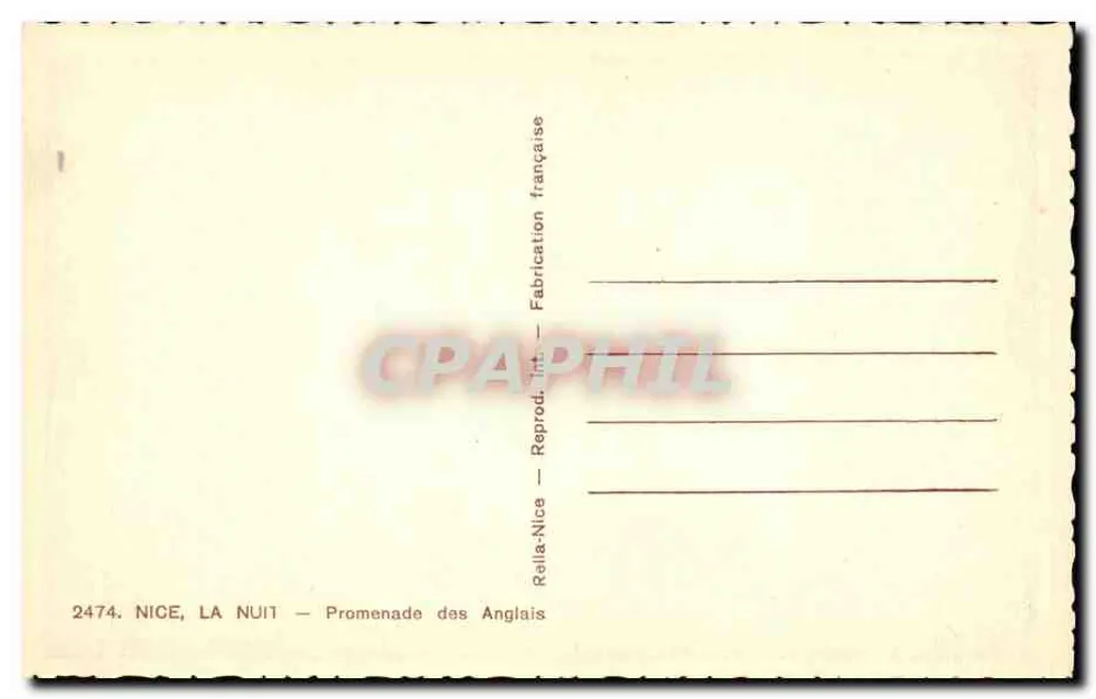 Nice, À Noite — Promenade dos Ingleses — Rella - Verso