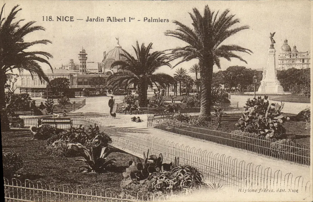 NICE — Ogród Albert I — Palmy — Baylone Frères, wyd. Nice - Awers