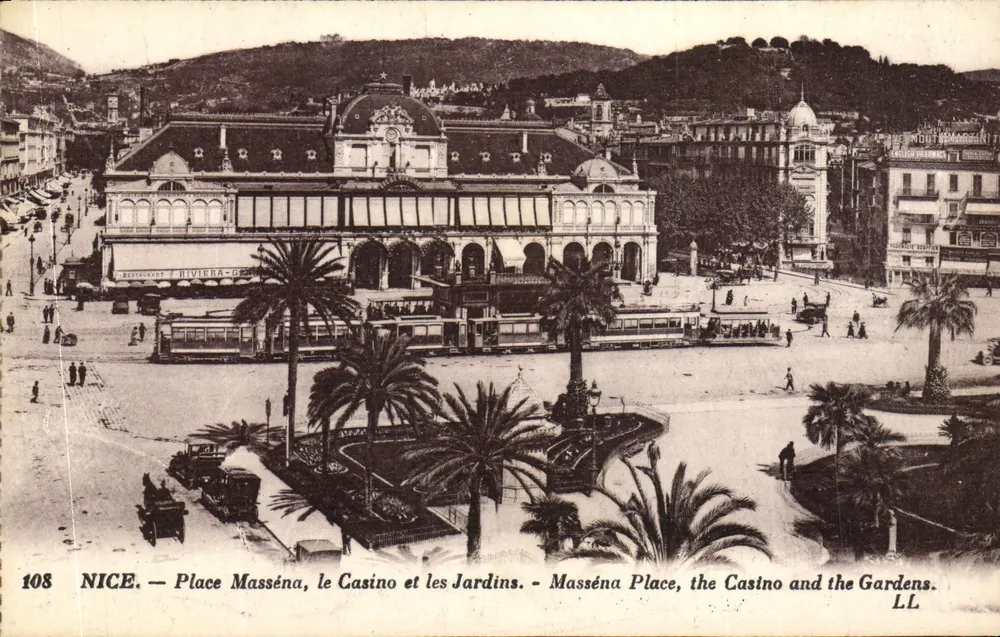 Nice — Place Masséna, das Casino und die Gärten — LL, Nr. 108 - Vorderseite