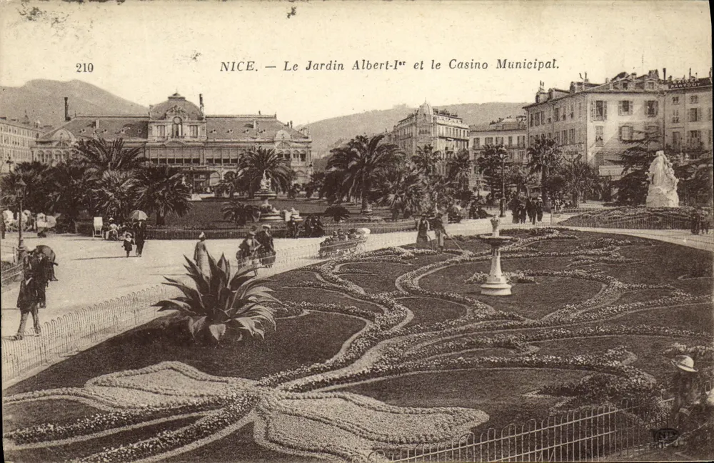 Nice — Garten Albert-Ier und Gemeindekasino — Imp. Criete, Paris, Nr. 210 - Vorderseite