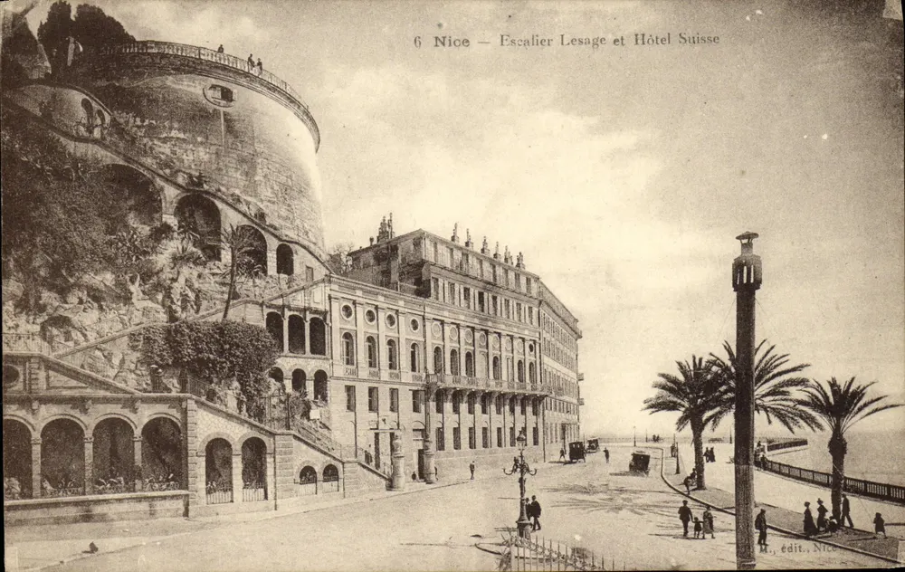 Nice — Escalier Lesage e Hotel Suisse — M. edit., Nice - Frente