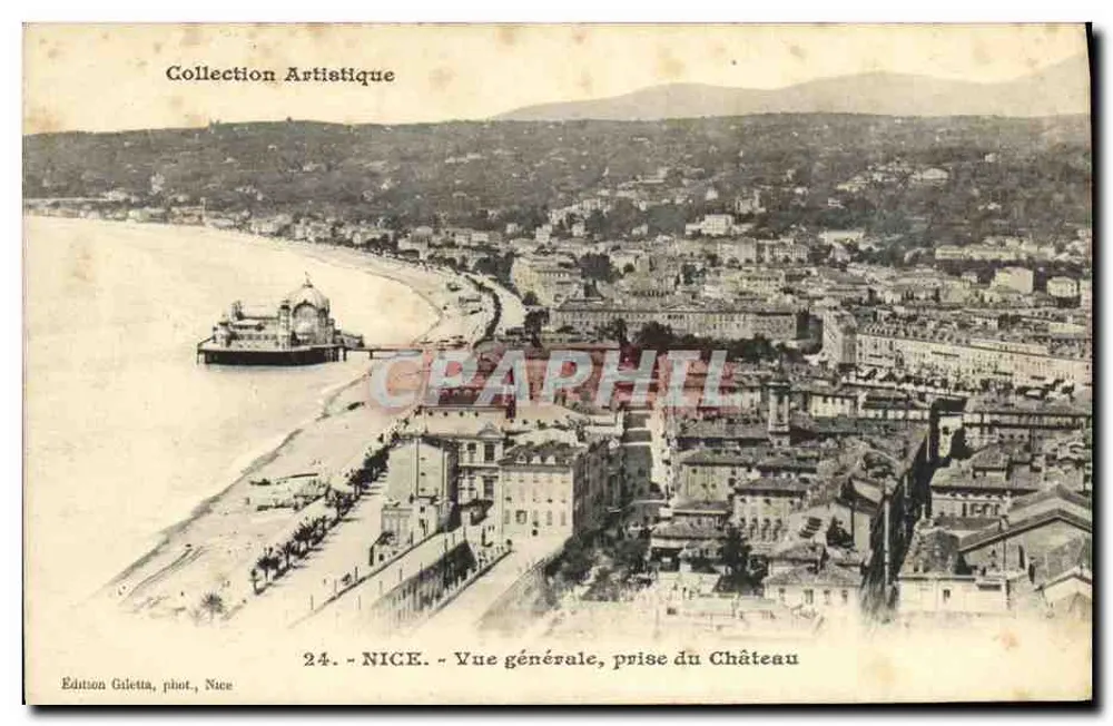 NICE - Vista geral, tirada do Castelo — Coleção Artística — Edição Giletta, fot., Nice, n°24 - Frente