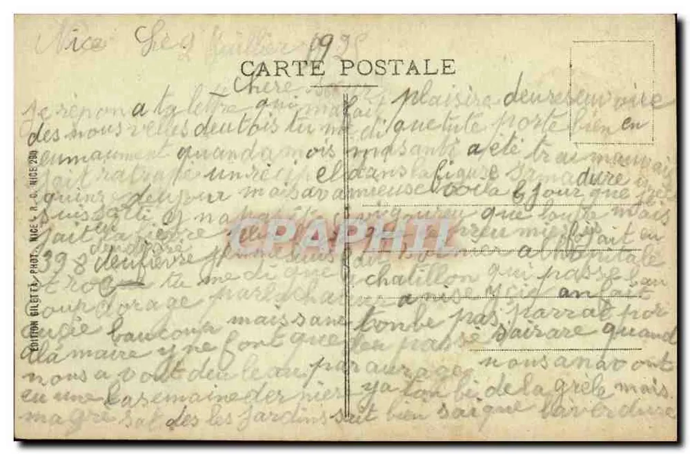 Nice - Casino e Jardins Albert 1er — Edição Eillett, n° 11 - Verso