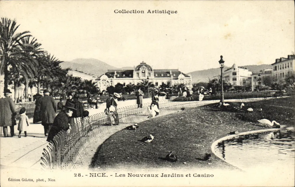 Nice — Die Neuen Gärten und das Casino — Edition Giletta, Foto. Nice, Nr. 28 - Vorderseite