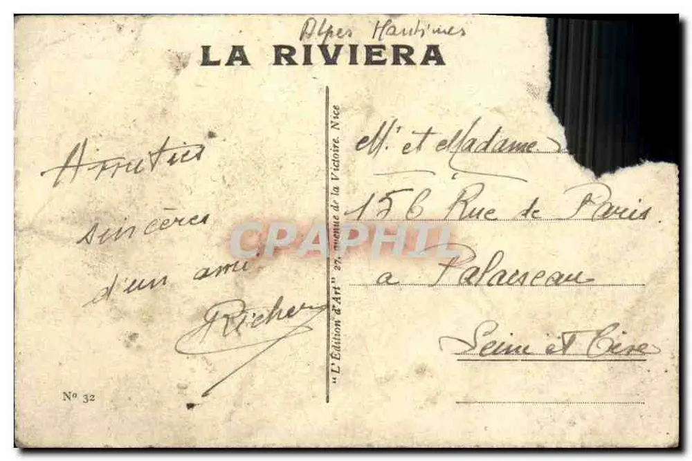 NICE — entre as Colinas — O Porto — L'Édition d'Art, Nice, n° 32 - Verso