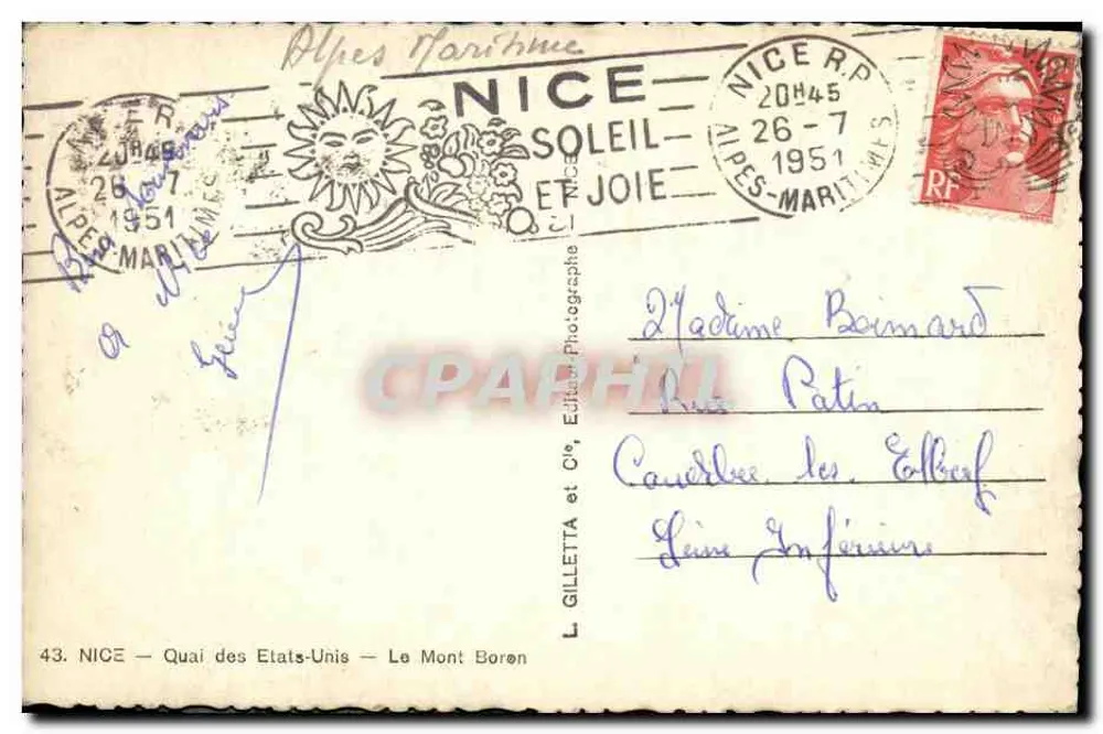 Palmen und Promenade — Nizza — Edition L. Gilletta et Cie, n°43 - Rückseite