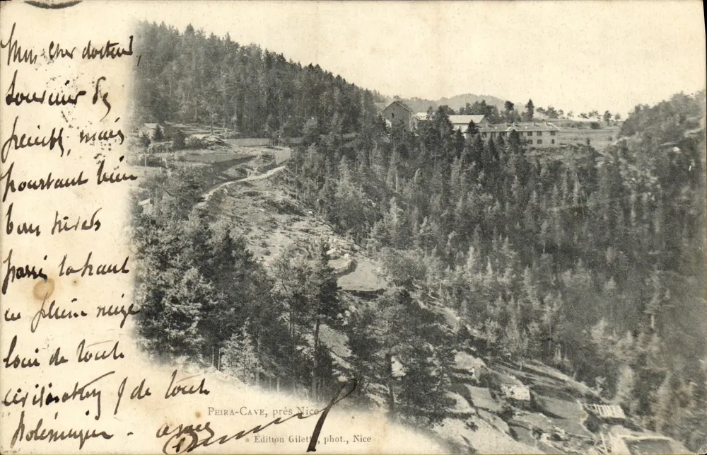Peira-Cave, perto de Nice — vista panorâmica da vallé boisée — Edição Gilet, phot., Nice - Frente