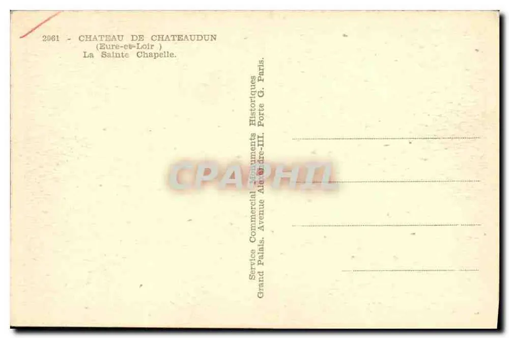 Castelo de Châteaudun — A Santa Capela — Service Commercial Documents Historiques - Verso