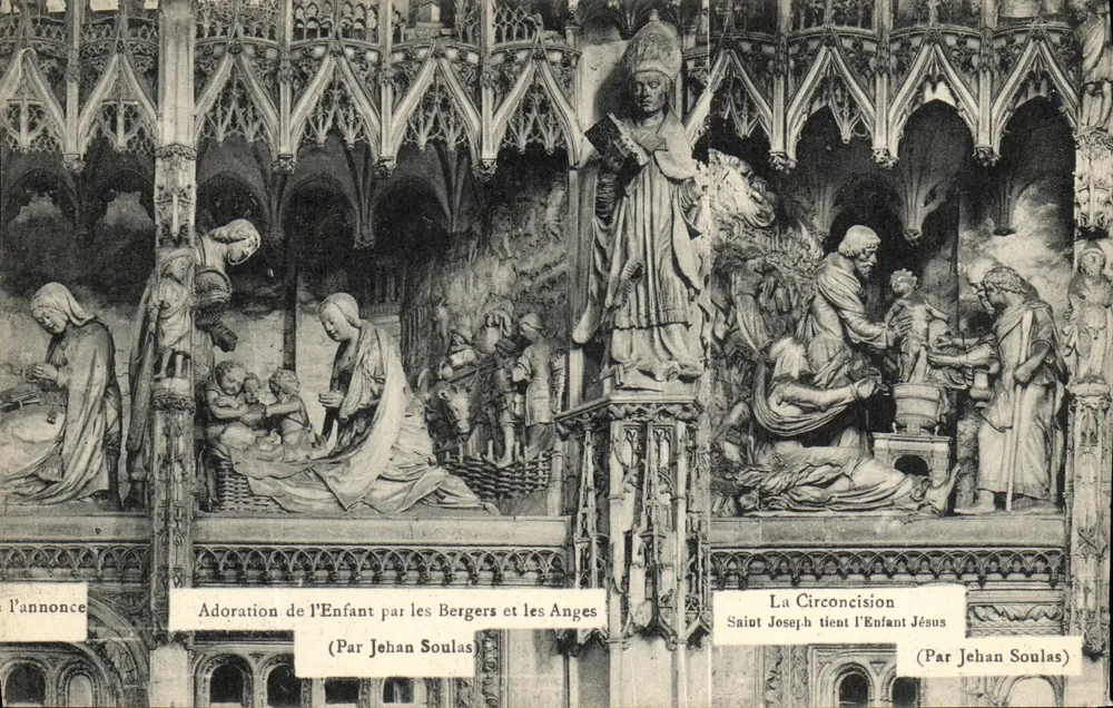 Religieuze scènes — gesneden triptiek — (Door Jehan Soulas) - Voorkant