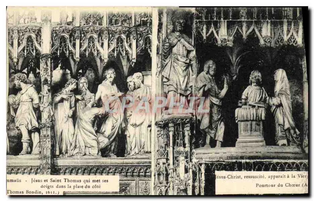 Jesus und der Heilige Thomas, der seine Finger in die Wunde am Seite legt — Jesus Christus auferstanden, erscheint der Jungfrau — Verlag Thomas Bondin, 1911 - Vorderseite