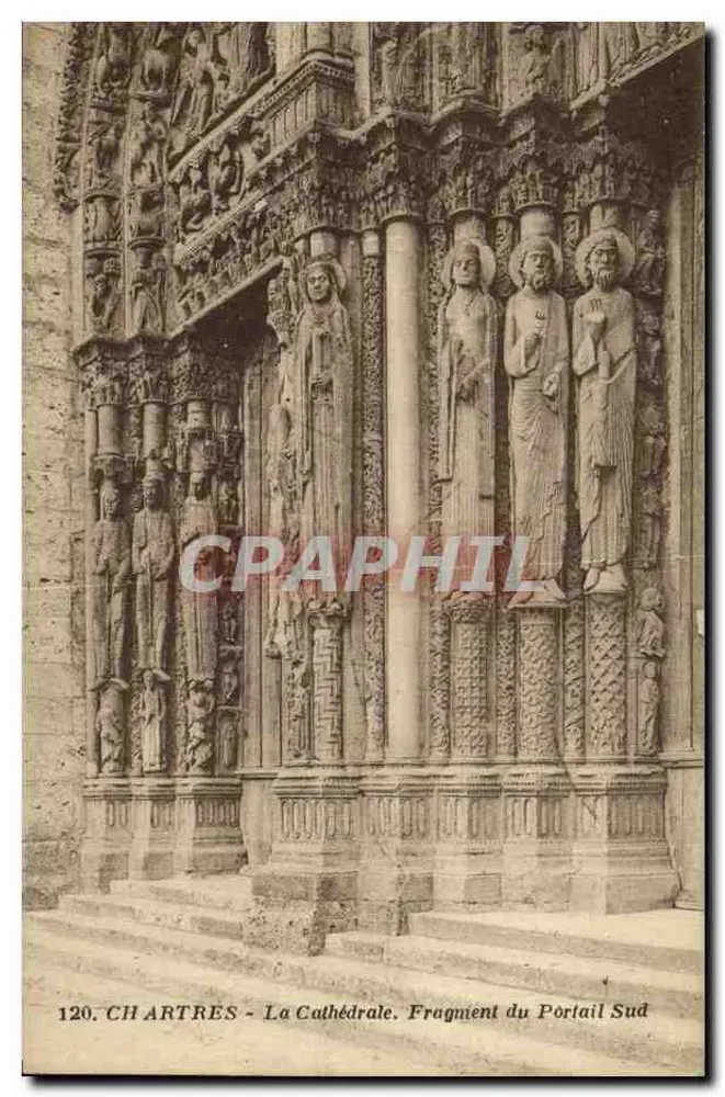 Chartres - Die Kathedrale. Fragment des Südportals - Vorderseite