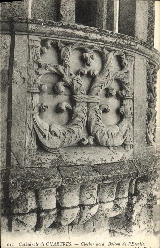 Kathedrale von CHARTRES — Nordturm, Balcony of the Staircase - Vorderseite