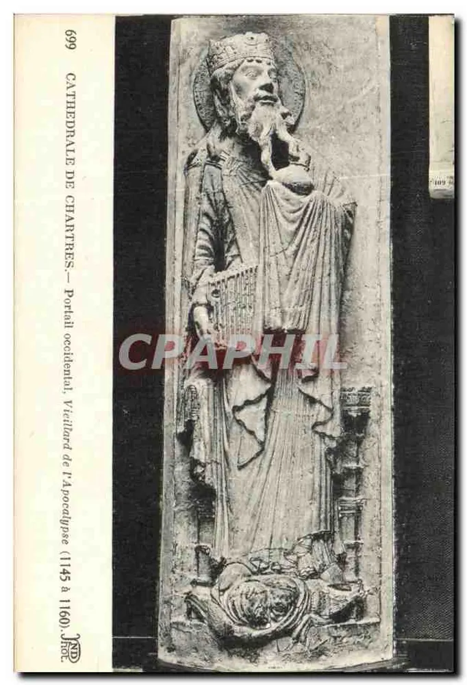 Cathédrale von Chartres — Westportal, Vitrailard der Apokalypse (1145 bis 160) — Imp. Cité, n° 699 - Vorderseite