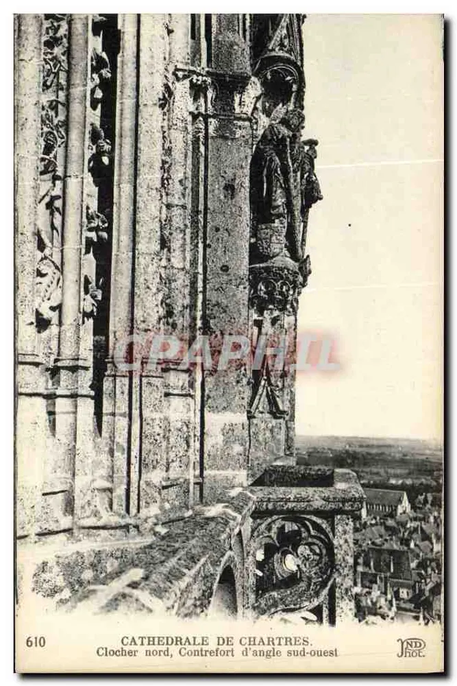 Kathedrale von Chartres — Nordturm, Südwest-Eckstrebwerk — JND Phot. - Vorderseite