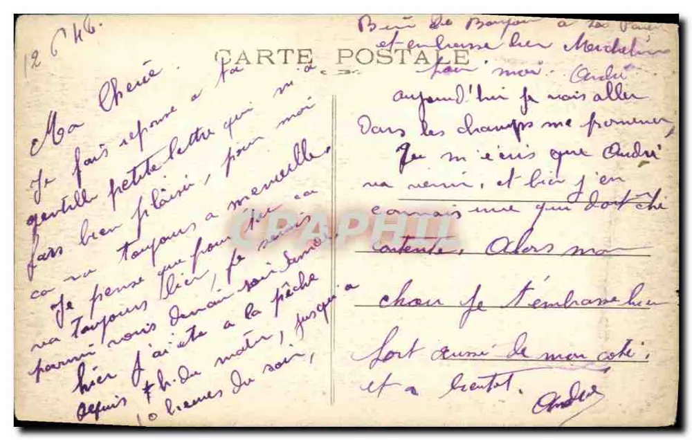 Blumen — Blumendekoration mit Schlossvignette — G. Foucault, Verlag — Dreux - Rückseite