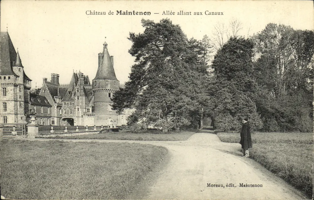 Schloss Maintenon — Allee führend zu den Kanälen — Moreau, Verlag Maintenon - Vorderseite
