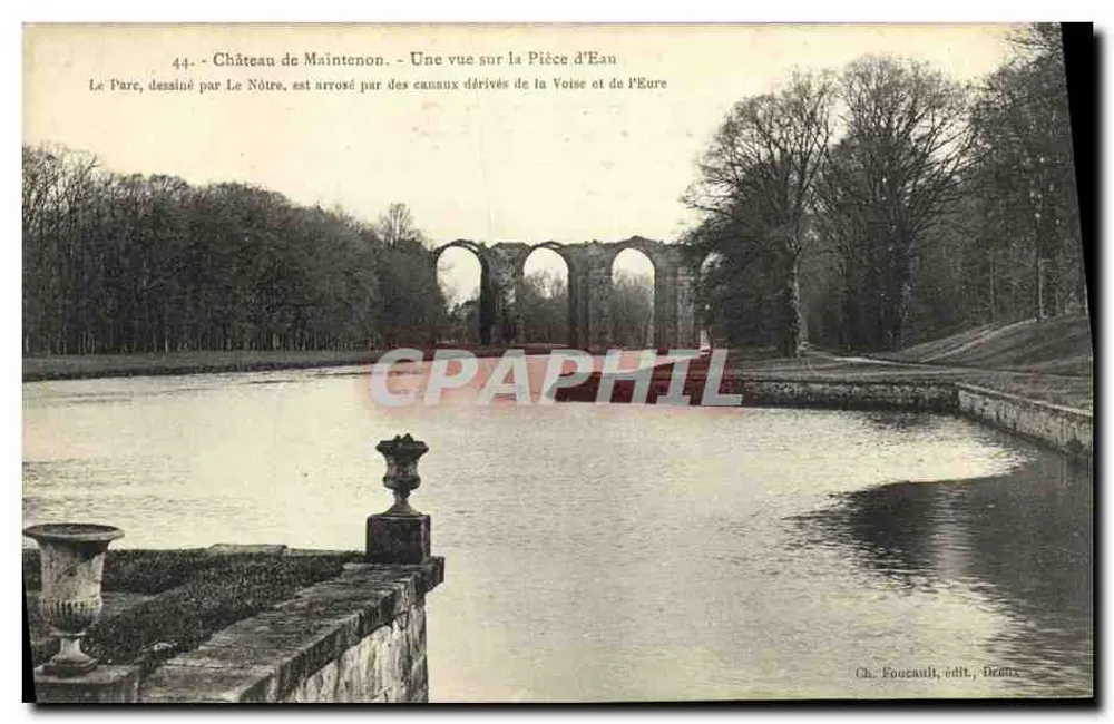 Castello di Maintenon — Vista sulla Piazza d'Acqua — Ch. Foucault, editore, Dreux - Recto