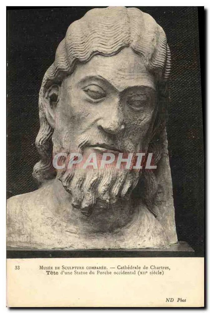 Kopf einer Statue vom westlichen Portal — Kathedrale von Chartres, 12. Jahrhundert — ND Phot - Vorderseite