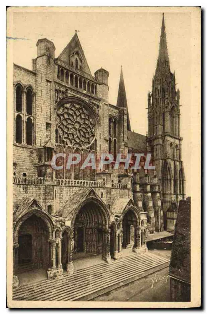 Chartres - Nordportal und der Spitzturm — Éditions d'Art YVON, Frankreich - Vorderseite