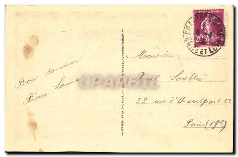 Kathedrale von Chartres — Kapelle Notre-Dame-sous-Terre — ND. — Verlag: Ch. des Arts Photomécaniques de Strasbourg-Schiltigheim, n°85 - Rückseite