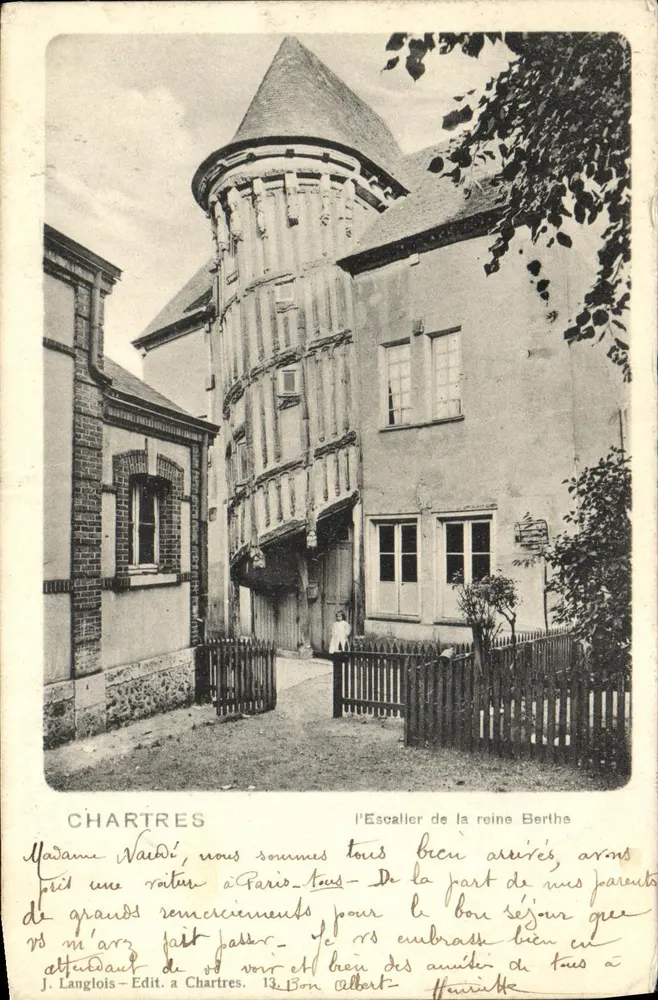 Chartres — A Escada da Rainha Berthe — J. Langlois - Edição em Chartres - Frente