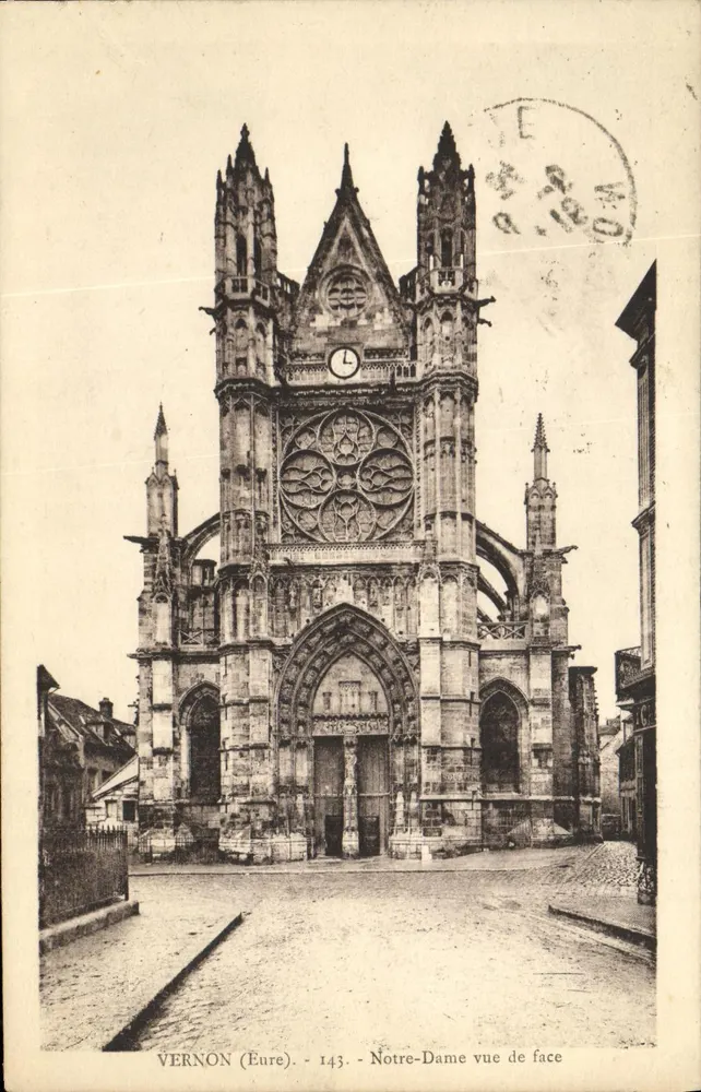 Vernon (Eure) - Notre-Dame vista da frente — Edição G. André, n° 143 - Frente