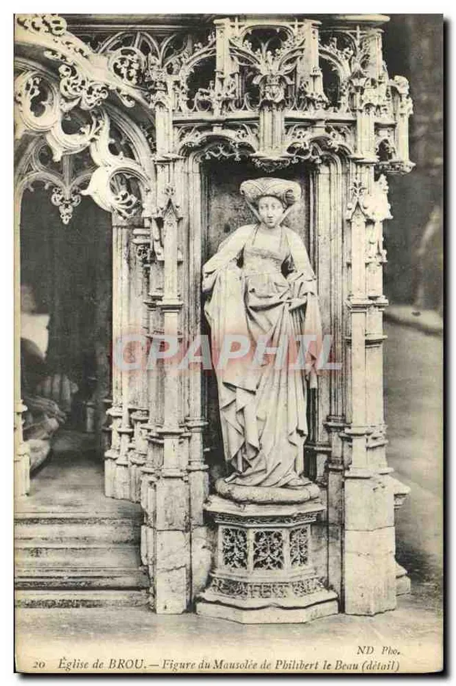 Kirche von Brou — Figur des Mausoleums von Philibert le Beau (Detail) — ND Photo - Vorderseite