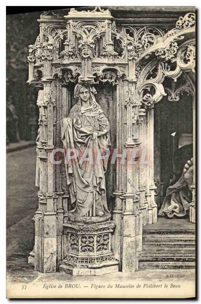 Kirche von BROU — Figur des Mausoleums von Pbilibert le Beau — N.D. Root - Vorderseite