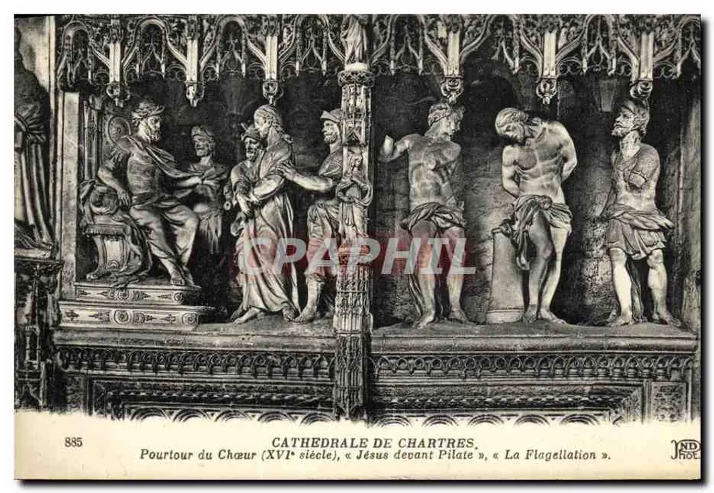 Kathedrale von Chartres — Fortsetzung des Chors (16. Jahrhundert), « Jesus vor Pilatus », « Die Flagellation » — JND, n° 835 - Vorderseite