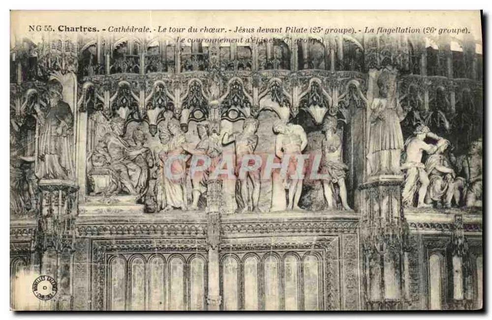 Chartres - Kathedrale - Der Chorweg - Jesus vor Pilatus (25. Gruppe) - Die Flagellation (26. Gruppe) - Vorderseite