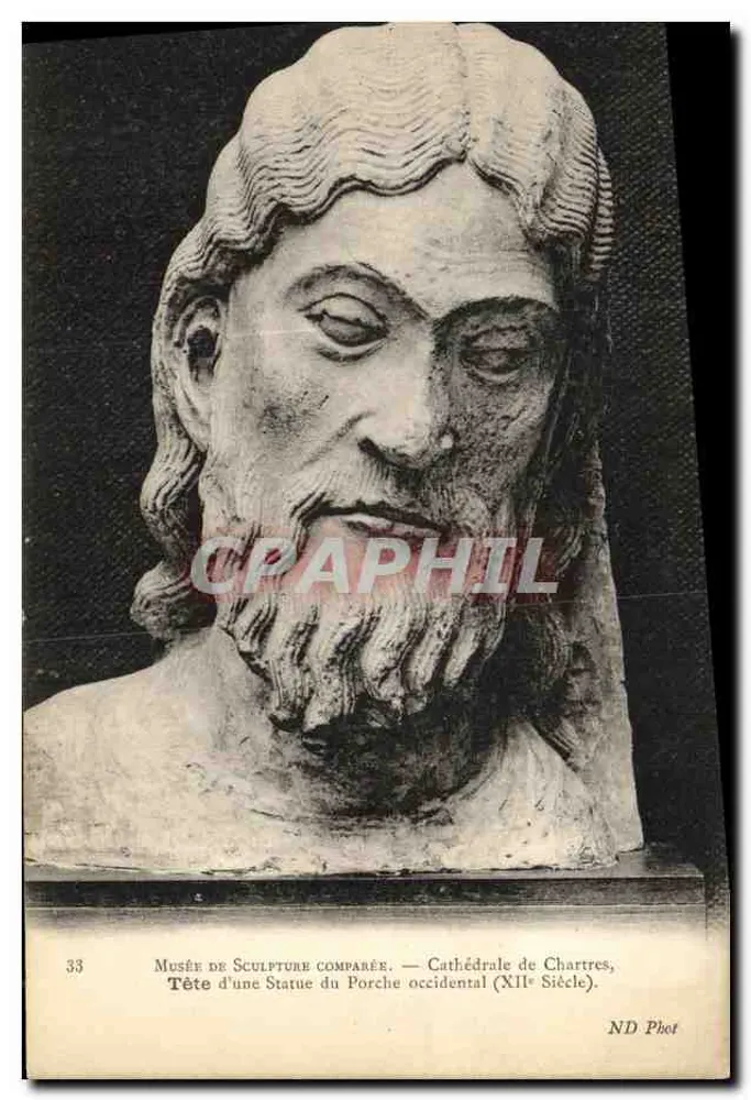 Kopf einer Statue vom westlichen Portal — Kathedrale von Chartres, 12. Jahrhundert — ND Phot - Vorderseite