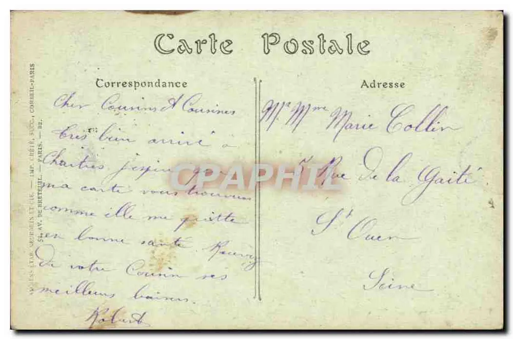 Chartres — O Ponte Novo — Imp. De Brettaul, Paris - Verso