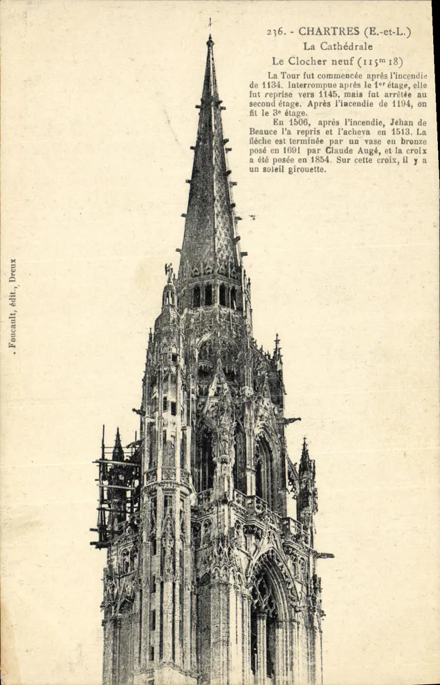 Chartres (E.-et-L.) — A Catedral, O Campanário Novo (1115-18) — Foucault, editor, Dois - Frente