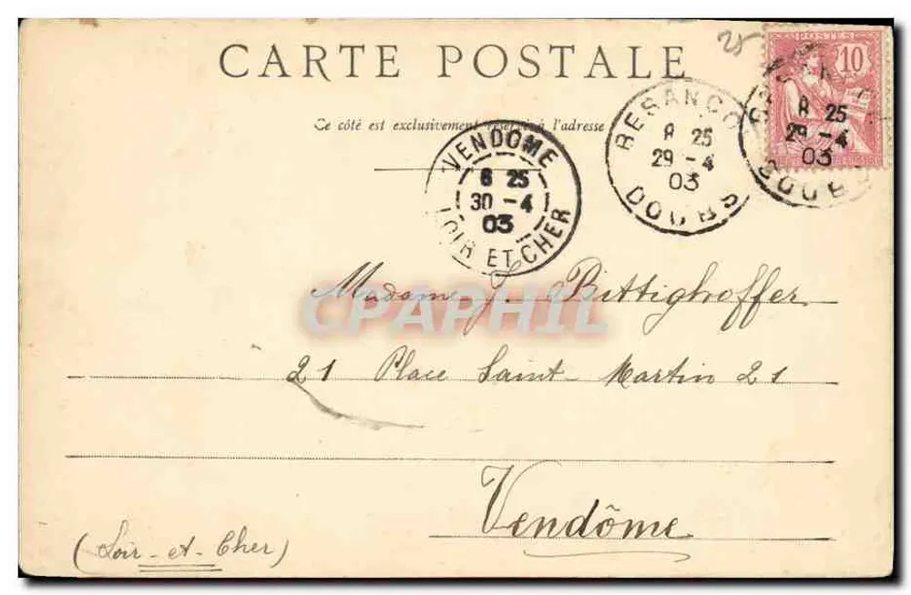Pensionnat St-Vincent — CHAPRAIS-BESANÇON - Verso