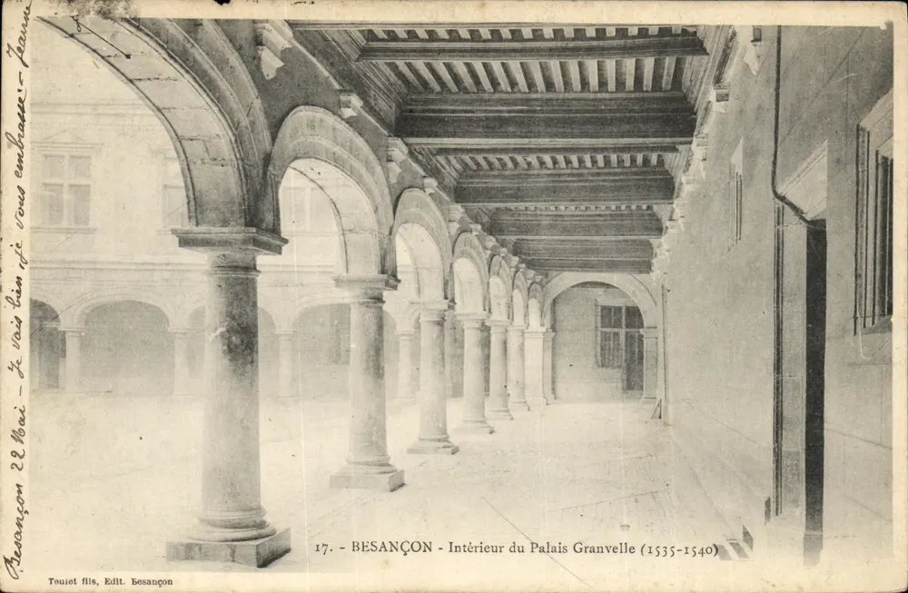 Besançon — Interior do Palácio Granvelle (1535-1540) — Teuillet fils, Edição Besançon, n°17 - Frente