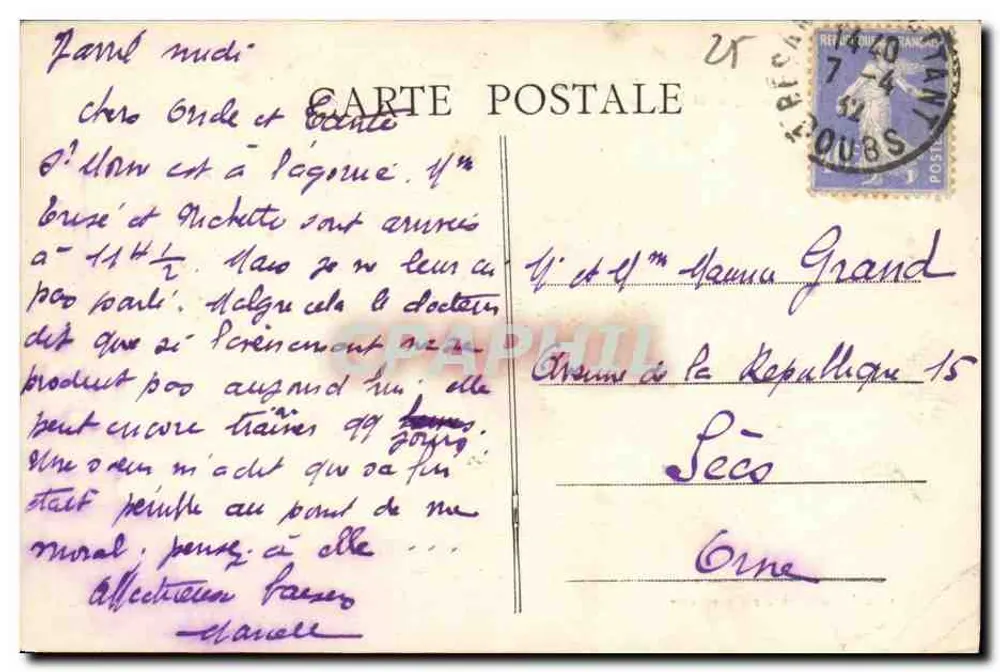 Basílica de São Pedro de Besançon — A Franche-Comté — editada pela Sociedade das Cartas Postais de Besançon - Verso