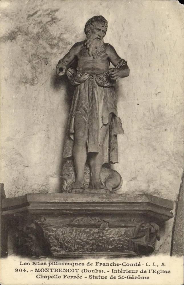 Montbenoît (Doubs) — Innenansicht der Kirche Chapelle Ferrée — Statue des St-Gérôme — C.L., B. n°904 - Vorderseite