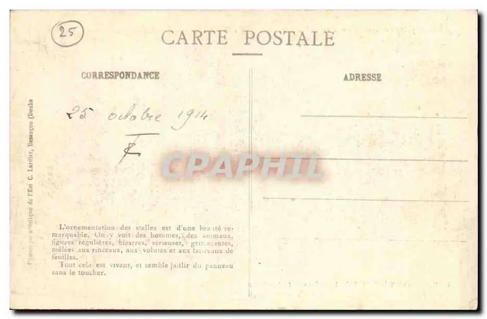 Montbenoît (Doubs) — Innenansicht der Kirche — linke Bänke (16. Jahrhundert) — C. L., B. - Rückseite
