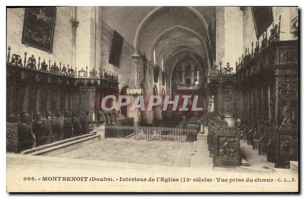 Montbenoît (Doubs) — Innenansicht der Kirche (13. Jahrhundert) — Aufnahme vom Chor — C. Lardier, B. - Vorderseite