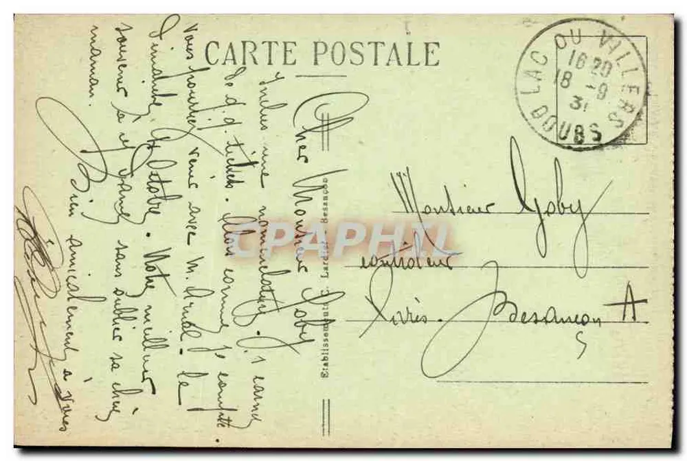 La Roche Percée - Sites Pittoresques de Franche-Comté 555 - CONSOLATION - Verso
