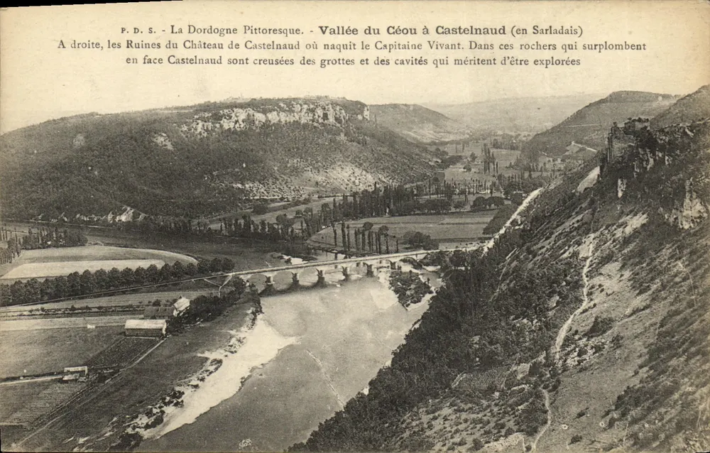 Tal des Céou bei Castelnau (im Sarladais) — Ruinen des Schlosses und Höhlen — P.D.S. / Fot. P. Daubin Sarlat - Vorderseite