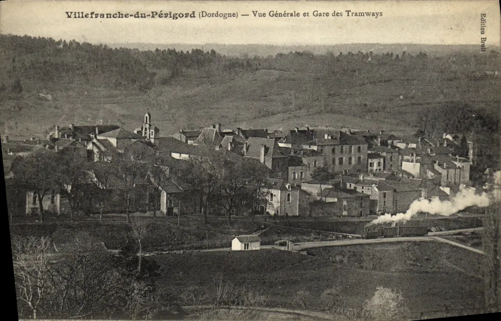 Villefranche-du-Périgord (Dordogne) — Allgemeiner Blick und Tramway-Station — Ausgabe Brot - Vorderseite