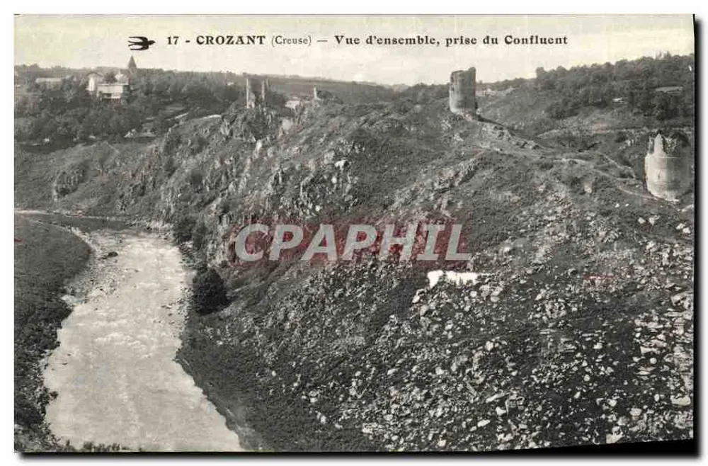 CROZANT (Creuse) — Vista geral, tirada do Confluent — Editor não identificado, n° de série 17 - Frente
