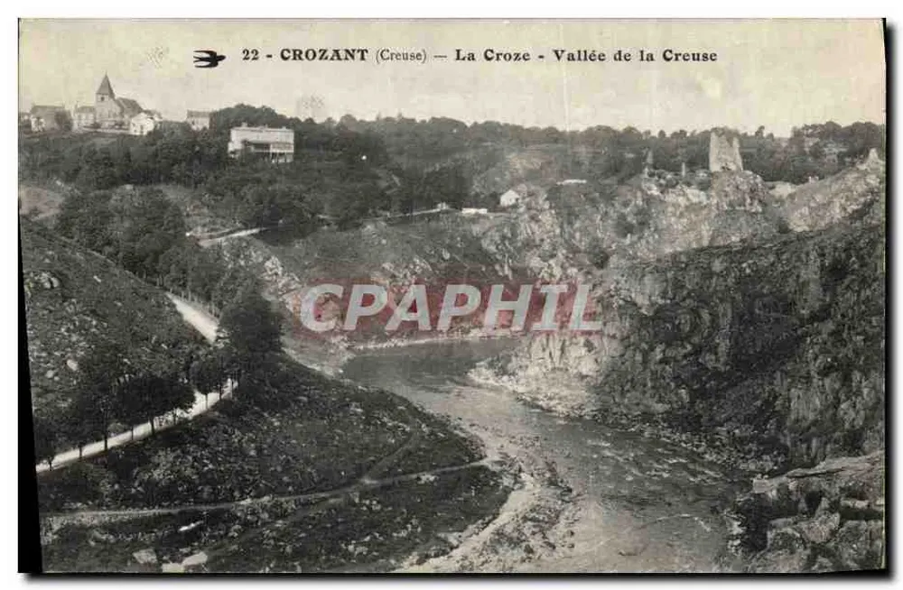 Crozant (Creuse) — La Croze — Vale da Creuse — editor não identificado, n° 22 - Frente