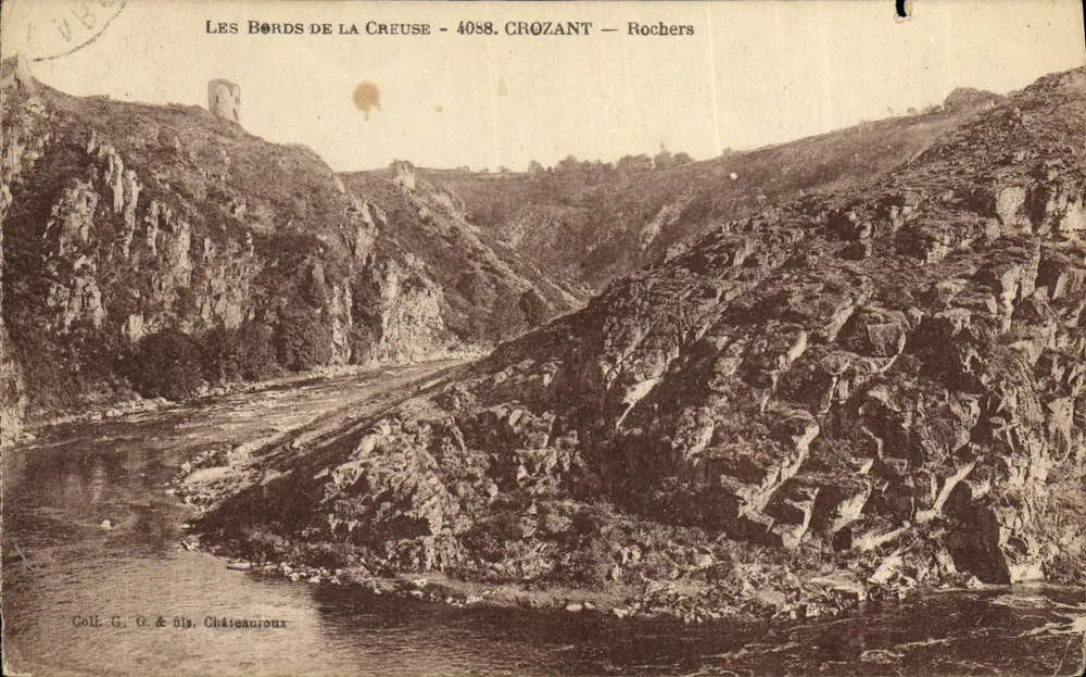 As margens da Creuse - 4058. Crozant — Rochas — Coll. G. & fils, Châteauroux - Frente